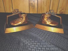 Vintage Antique Bronze Copper Baby Shoes Pair 7.5" Bookends