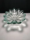 Vtg Handblown Art Glass Ashtray Green & White Murano Style Trinket Dish Heavy 9"