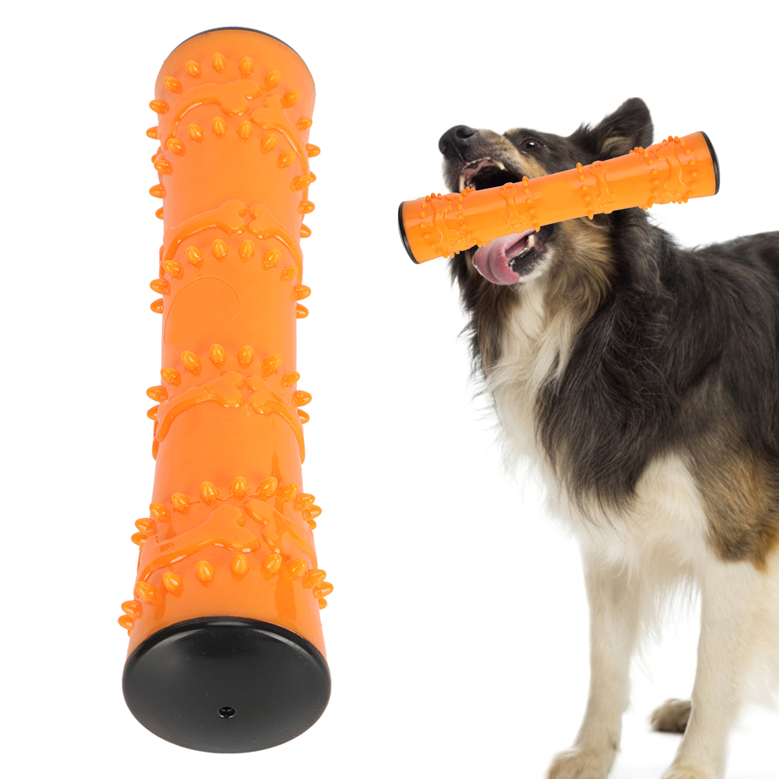 TPR Dog Chew Toy Teeth Cleaning Stick With Sound Pet Interactive Molar