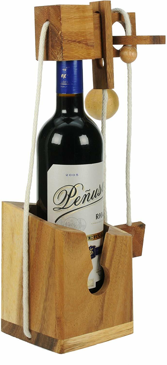 Wine Bottle Jail - Fun Brain Teaser Puzzle for Adults - Secret Santa Gift Idea