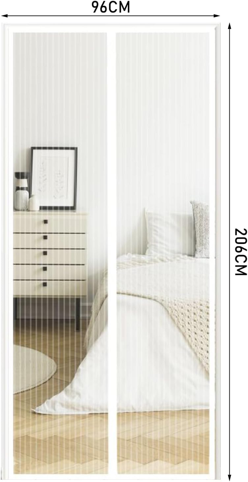 1Pc White AntiMosquito Screen Door Curtain, Mesh Door Curtain, Tear