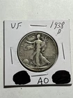 1938-D Walking Liberty Half Dollar Key Date Better Grade VF