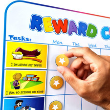 Large Magnetic Reward Chart for Kids - 127 Pre-Written Stickers Including Potty