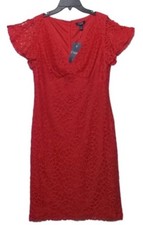 Chaps Lined Deep Pink Lace Party Cocktail Dress Women's Size 8 New