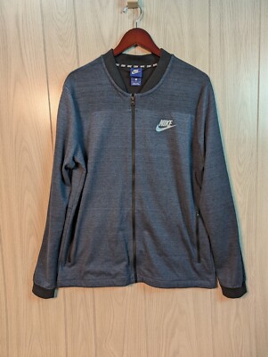 Nike Bomber Jacket Large Blue Sweatshirt Sportswear Full Zip Club