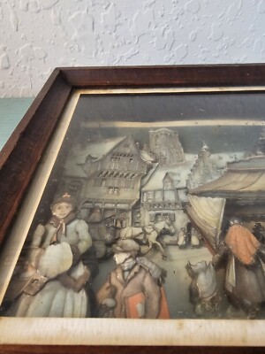 Vintage Mid Century Dutch Anton Pieck 3D Shadow Box Street Scene