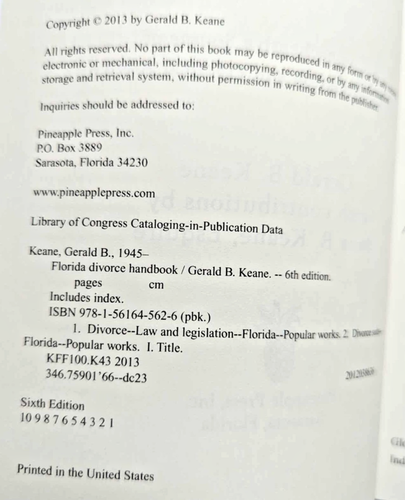 Florida Scheidung Handbuch Taschenbuch Buch Gerald B. Keane sechste Auflage - Bild 3 von 4