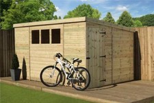 Empire 2500 Pent Garden Shed 12X7 SHIPLAP T&G WINDOWS PRESSURE TREATED DOOR RIGH