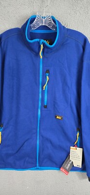 REI Co-Op Jacket Mens Large Blue Trailsmith Polartec Fleece Quarter Zip Hiking