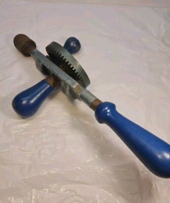 Vintage Blue Footprint Sheffield Eierschläger Handbohrer - Made in England ~ 33 cm