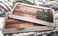 2Pcs Chrome Stainless Steel Metal License Plate Frame Tag Cover With Screw Caps