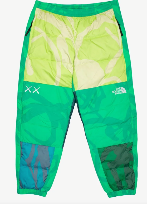 KAWS The North Face Retro 1996 Nuptse Pants Safety Green Large TNF 