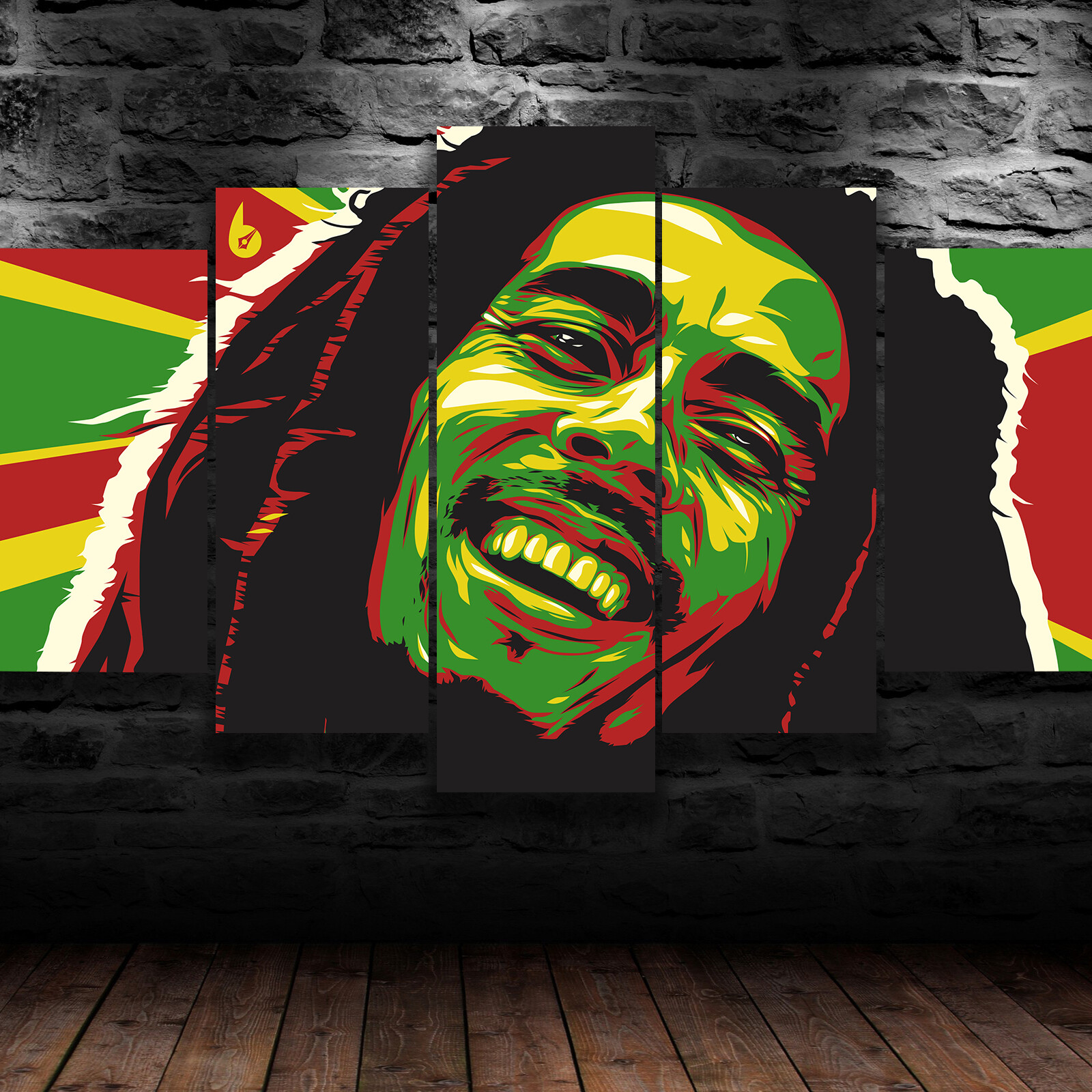 5 Piece Canvas Wall Art Bob Marley Artwork Abstract Print Home Decor