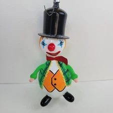 Vintage  Soffieria De Carlini  Hand Blown Glass Ornament, Italy Clown Top Hat