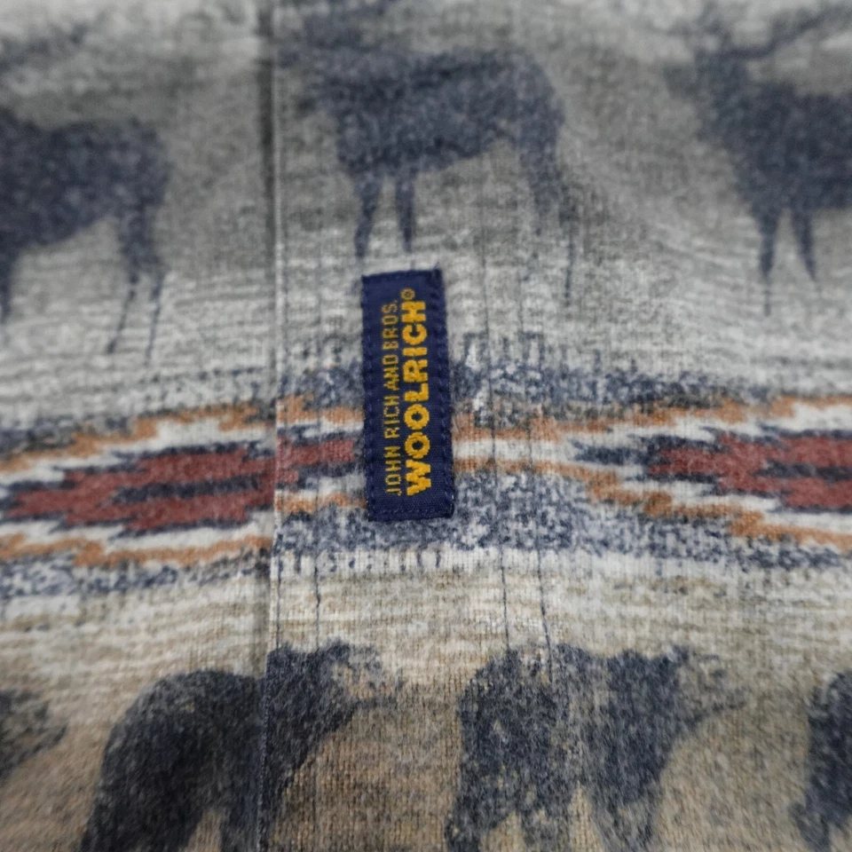 Vintage Woolrich Shirt Men M Elk Bear Animal Southwest Flannel Chamois 12426 - Image 4 of 4