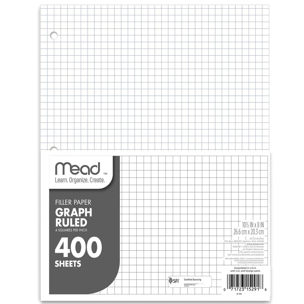 1InTheOffice Graph Paper Loose Leaf, Ruled Filler