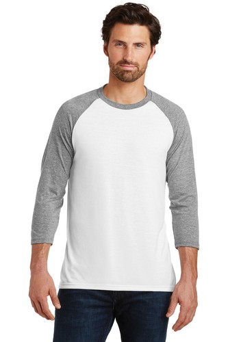 District DM136 Men's Perfect Tri 3/4-Sleeve Raglan Stylish Top T-Shirt - Picture 7 of 14