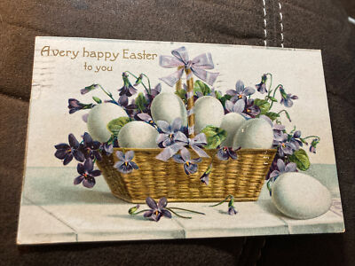 A Very Happy Easter To You w/ Basket of Eggs/Flowers 