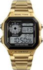 Reloj Para Hombre Casio Resistente Al Agua Acero Inoxidable Hora Mundial Oro