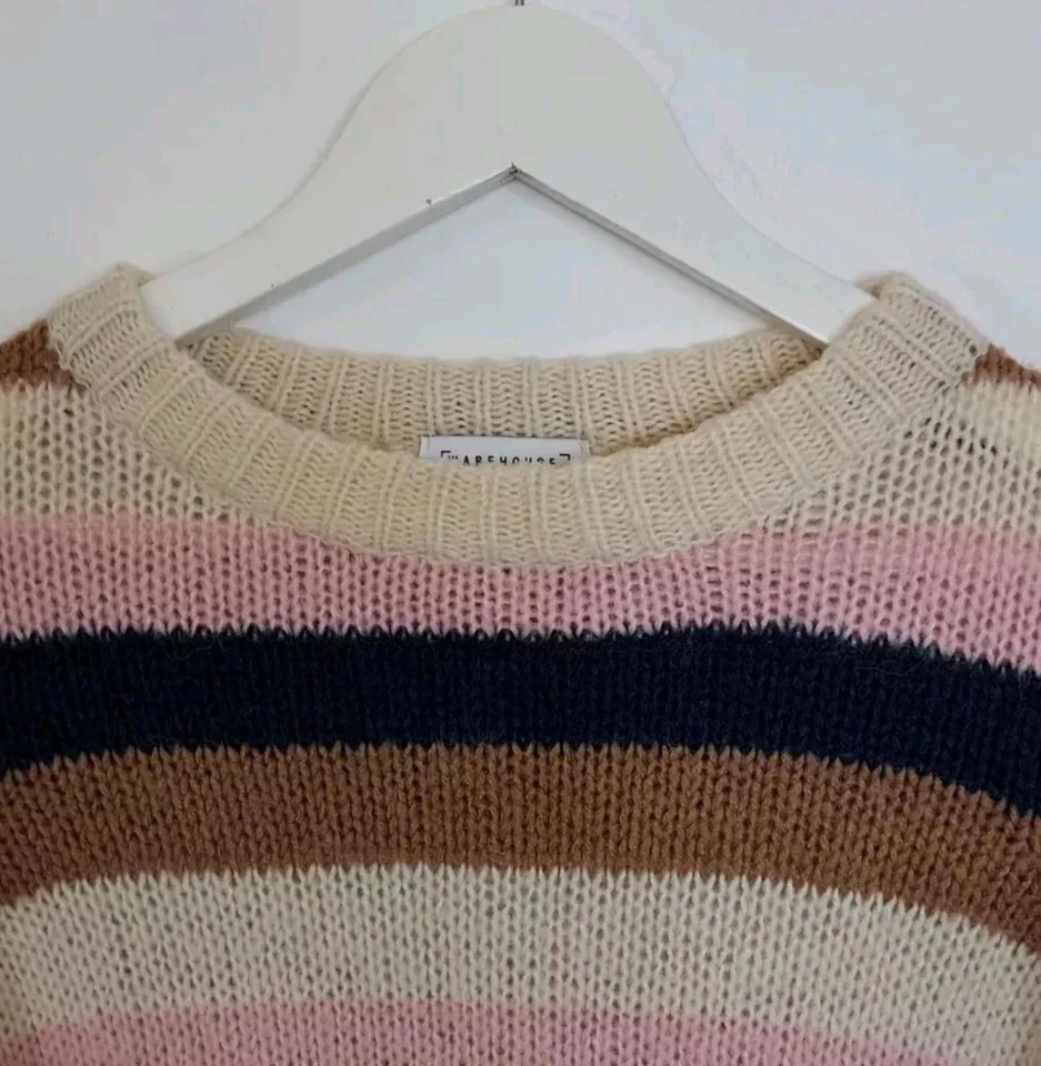 Склад коренастый открытый вязаный джемпер размер 6 негабаритный шерсти мохера смесь свитер - Изображение 2 из 4