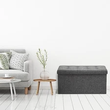 Seville Classics Storage Bench Ottoman, 30'' W x 15.7" D x 15.7" H