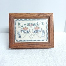 VTG Wooden Keepsake Box Photos Trinket Jewlery Medium Rejoice Brown