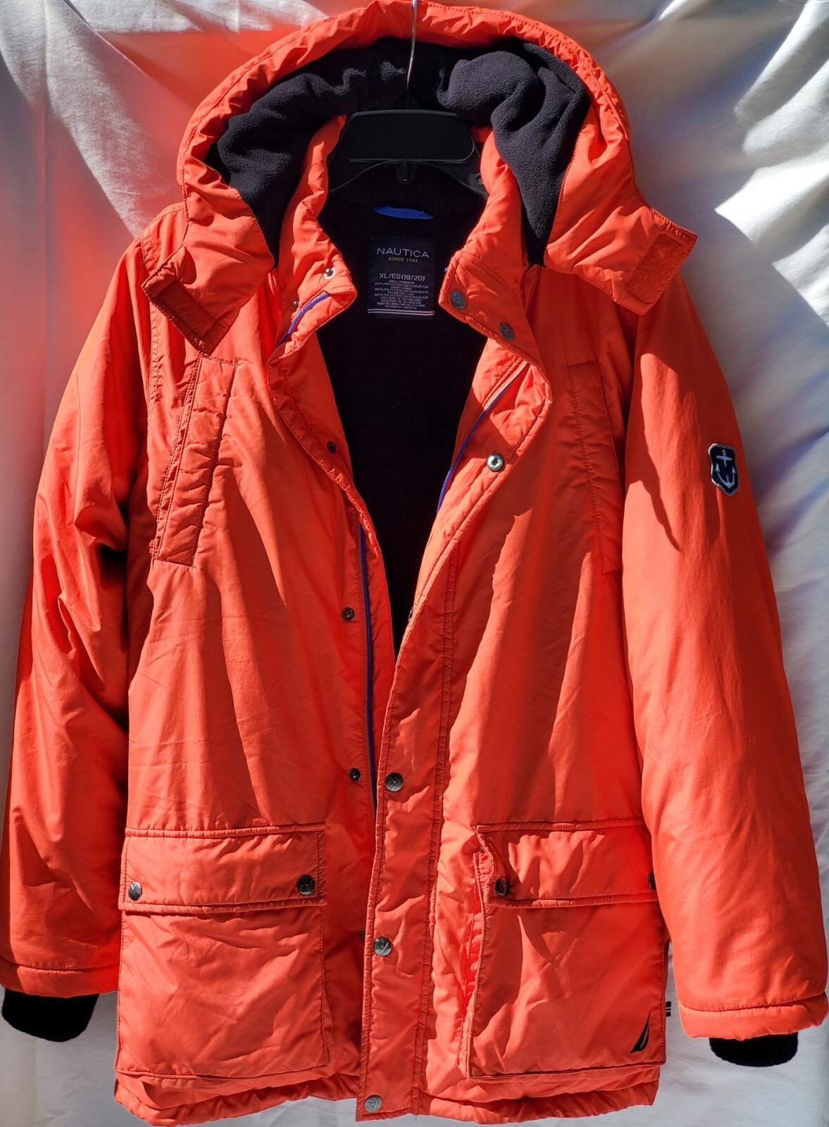 Blaze Orange Nautica Puffer Jacket Coat 