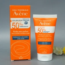 Avene Sunscreen Spf 50+ High Protection Fluid 50ml Fragrance-Fee Exp 03/26
