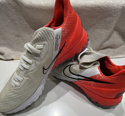 Nike React Infinity Pro Men's Golf Shoes Spiked Lace-Up White Red Black