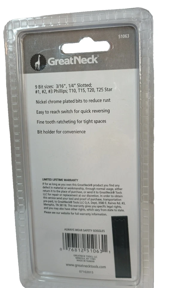 Great Neck 51063 Mini Ratchet and Bit Set, 10-Piece 1/4 inch Drive New - Image 4 of 4