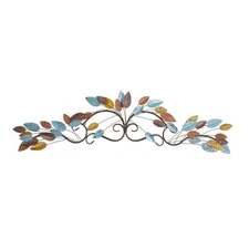 Metal Leaf Home Wall Decor Wall Sculpture, Wall Art 43" x 2" x 10", Multi Col...