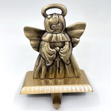 Heavy Brass Angel Cross Mantel Stocking Holder Christmas Holiday EUC