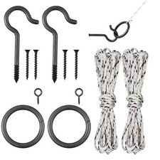 Hook and Ring Toss Game Set with String, Screws, Ring, and Iron Hook