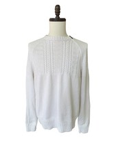 Polo Ralph Lauren VTG Italian Pima Cotton Heavy Knit White Sweater Collar Zip XL