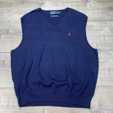 Polo Ralph Lauren Sweater Vest Mens XL Pima Cotton Pullover Extra Large Navy