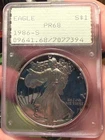 1986-S AMERICAN SILVER EAGLE-PCGS PR68 RATTLER (VERY SCARCE)