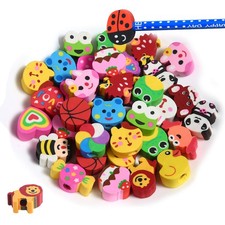 35PCS Fun Animal Fruit Pencil Topper Erasers for Kids Bulk Big, Multicolored