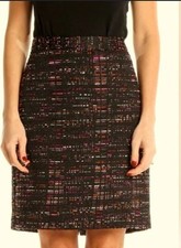 Ann Taylor Loft Women's Tweed Pencil Skirt Above Knee Size 2P Zip