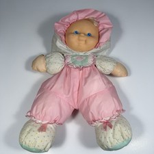 Vintage Fisher Price Puffalump Kids Baby Doll 13" Blonde Pink Polka Dots 1990