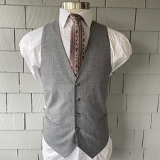 80s Vintage Givenchy Silvery Gray Blue Wool Blend Mens Swanky Vest Chest 39