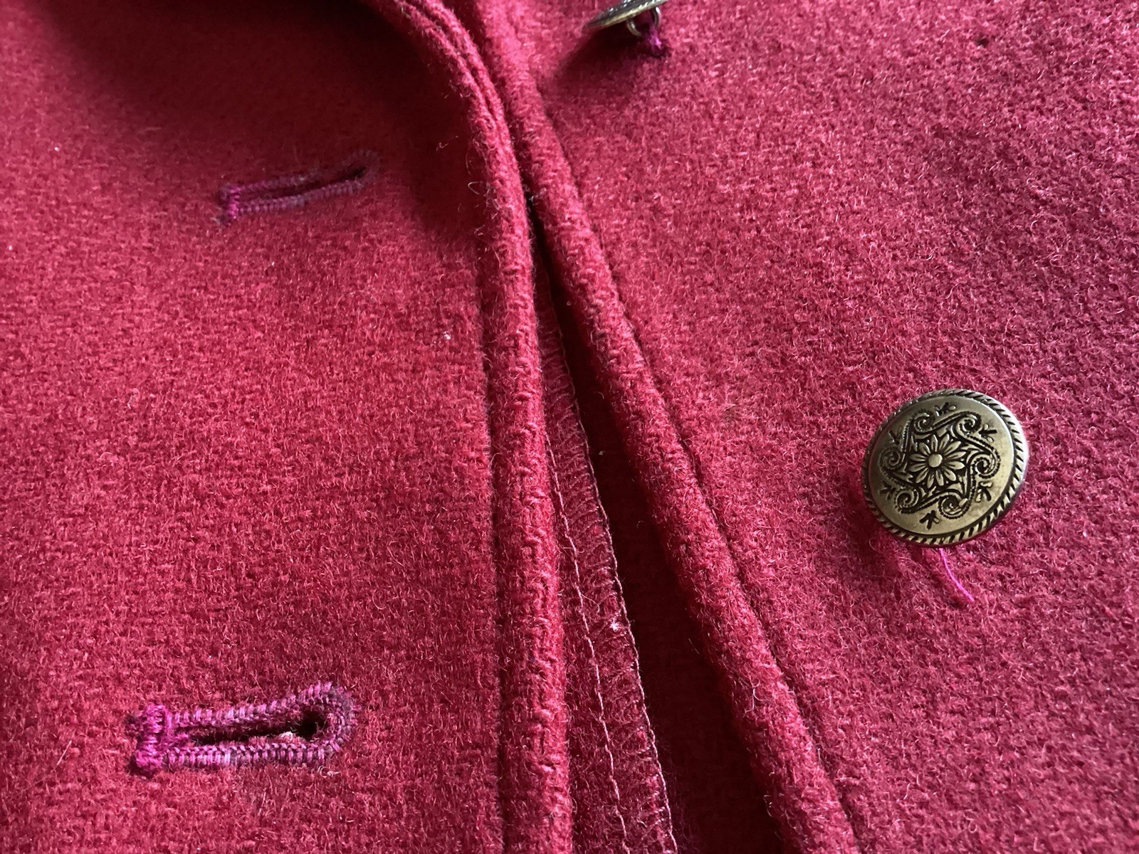 Pendleton Vintage  Wool Cropped Jacket Burgundy T… - image 12