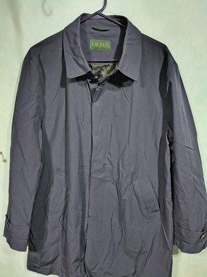 Lauren Ralph Lauren Jacket Mens 42R Blue Rain Coat Lined Pockets Classic