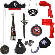 10Pcs Pirate Accessories Set Role Play Captain Pirate Costume Decorations Pir...