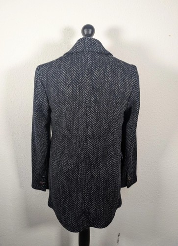 Superdry Atelier Tweed Jacket Coat Blue Grey Medium UK 10 Wool Mix Military - Picture 5 of 11
