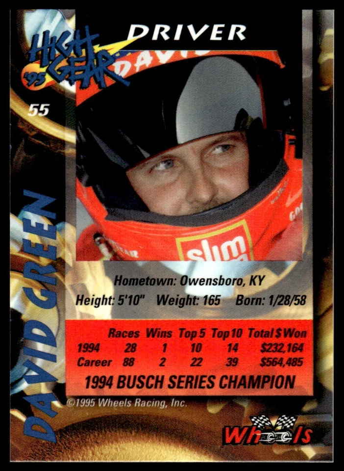 David Green 1995 Wheels High Gear #55 Labonte Motorsports - Image 2 of 2