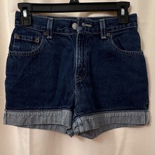 Vintage Levi's 821 Girls Blue Medium Wash Denim Bermuda Shorts