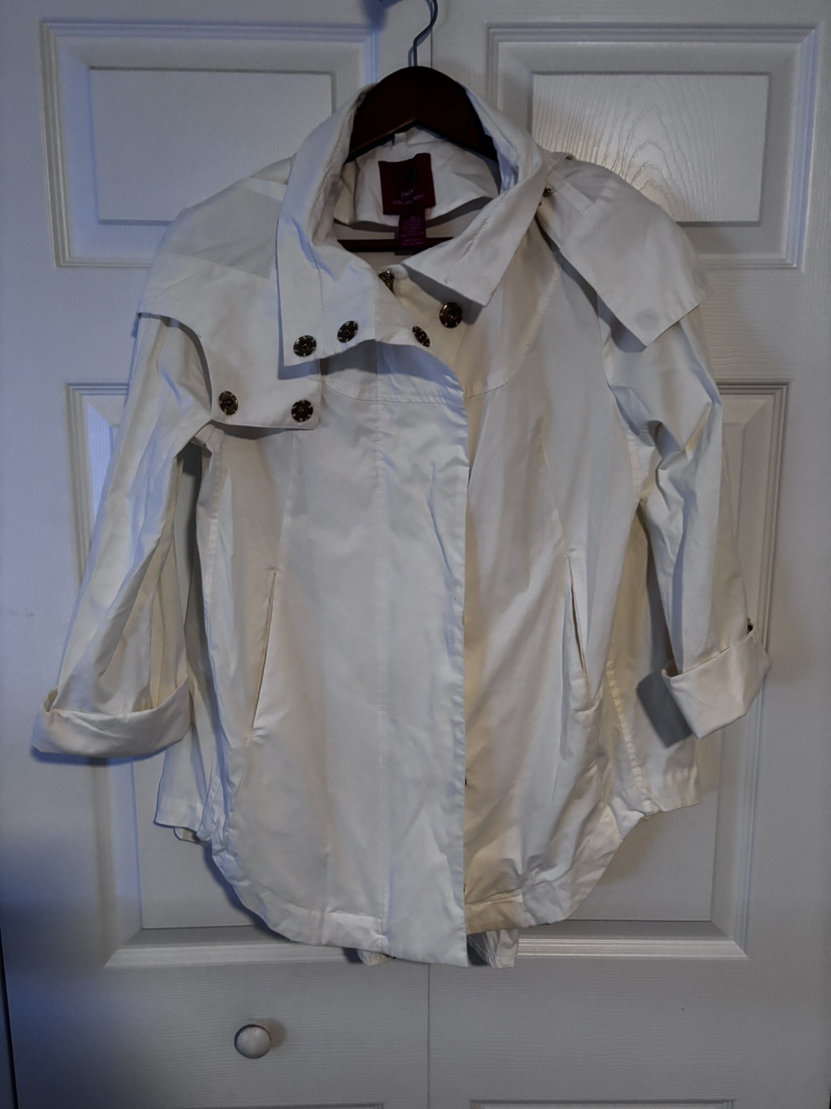 Ciao Milano Tess Water Resistant Rain Jacket Anorak Size M White With Hood