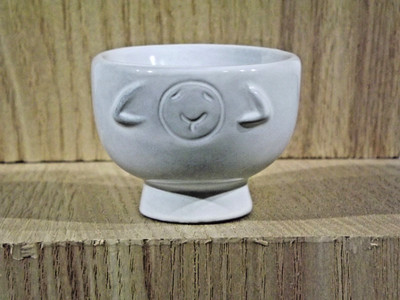 Boiled Egg Holder - West Elm - Ceramic - Sheep - Light Gray - Breakfast - Carved