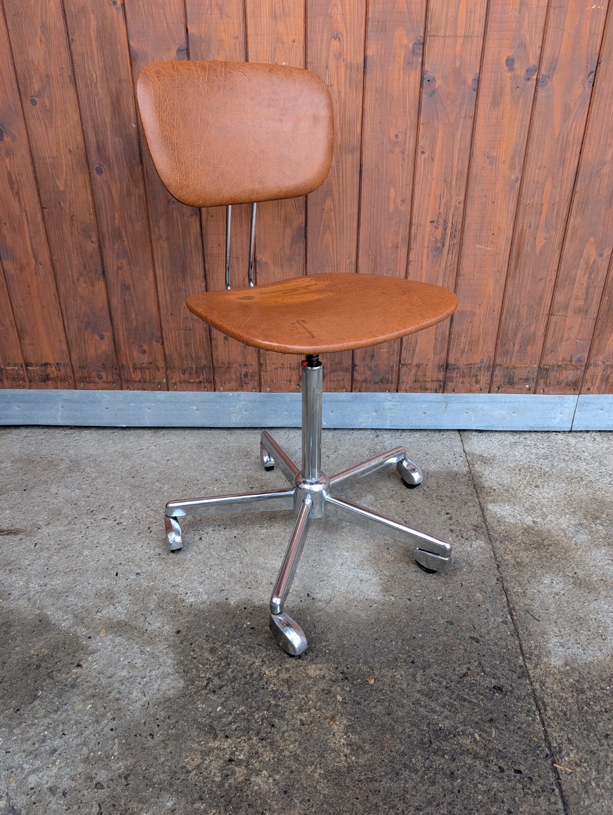 Vintage Office Chair Swivel Chair Vinyl Manager Chair Architects 70er Cognac thumbnail 9