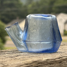 Brilliant Early Antique Sheared lip Sapphire Blue Tea Kettle Ink Well